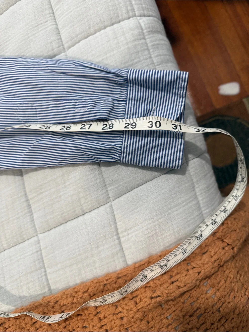 J. Crew Slim Button-Down Navy and White Pinstripe Shirt